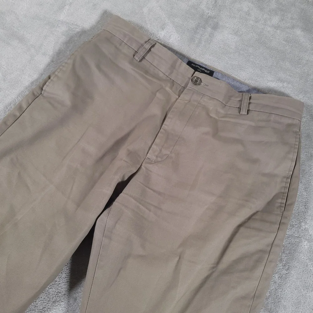 Banana Republic Gavin Chino Pants Mens 35x30 Grey Straight Leg Cotton Casual